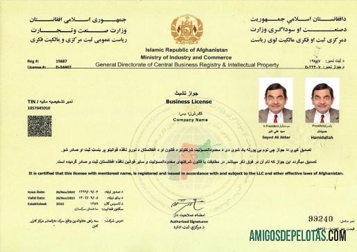 Afghanistan Business License modelo